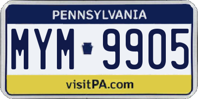PA license plate MYM9905