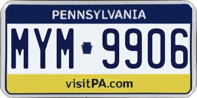 PA license plate MYM9906