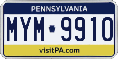 PA license plate MYM9910