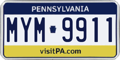 PA license plate MYM9911