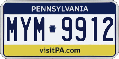 PA license plate MYM9912