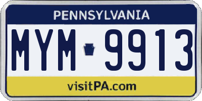 PA license plate MYM9913