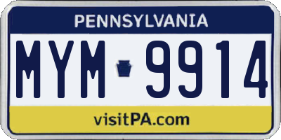 PA license plate MYM9914