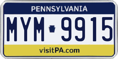 PA license plate MYM9915
