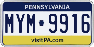 PA license plate MYM9916