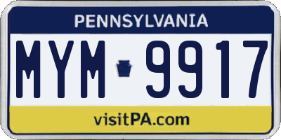 PA license plate MYM9917
