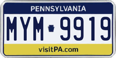 PA license plate MYM9919