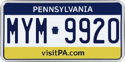 PA license plate MYM9920