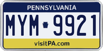 PA license plate MYM9921