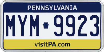PA license plate MYM9923