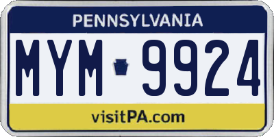 PA license plate MYM9924