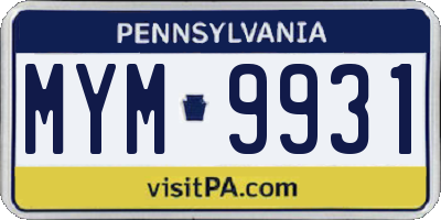 PA license plate MYM9931