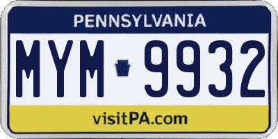 PA license plate MYM9932