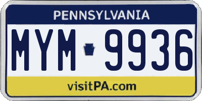 PA license plate MYM9936