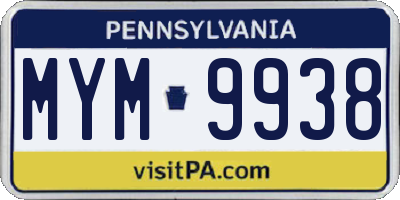PA license plate MYM9938