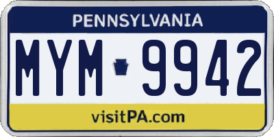 PA license plate MYM9942