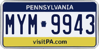 PA license plate MYM9943