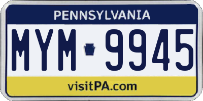 PA license plate MYM9945