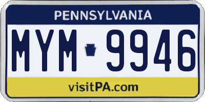 PA license plate MYM9946