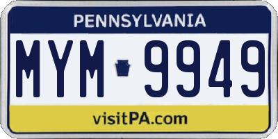 PA license plate MYM9949