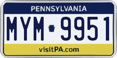 PA license plate MYM9951