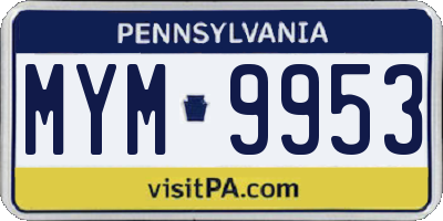 PA license plate MYM9953