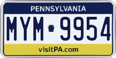 PA license plate MYM9954