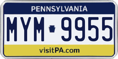 PA license plate MYM9955