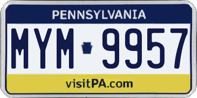 PA license plate MYM9957