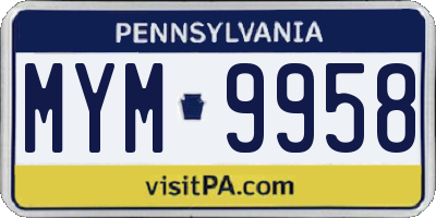 PA license plate MYM9958