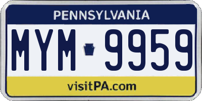 PA license plate MYM9959