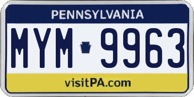 PA license plate MYM9963