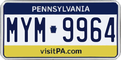PA license plate MYM9964
