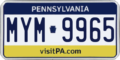 PA license plate MYM9965