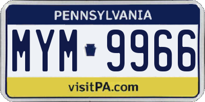 PA license plate MYM9966