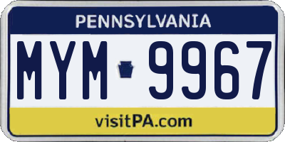PA license plate MYM9967