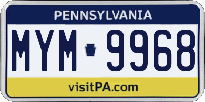 PA license plate MYM9968