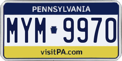 PA license plate MYM9970