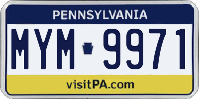 PA license plate MYM9971
