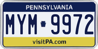 PA license plate MYM9972