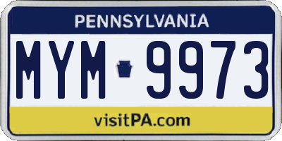 PA license plate MYM9973