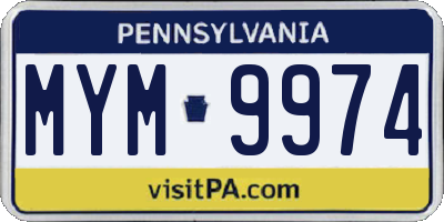 PA license plate MYM9974