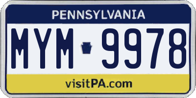 PA license plate MYM9978