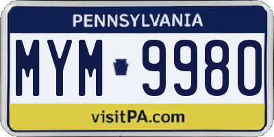 PA license plate MYM9980