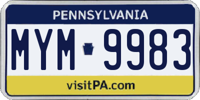 PA license plate MYM9983