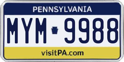 PA license plate MYM9988