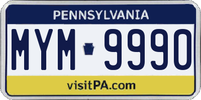 PA license plate MYM9990
