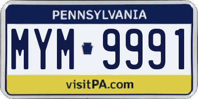 PA license plate MYM9991