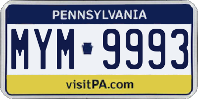 PA license plate MYM9993