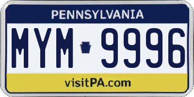 PA license plate MYM9996